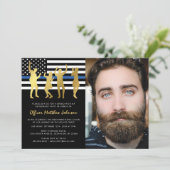 Invitation Fête de police Ligne bleue mince Photo d'agent (Debout devant)