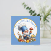 Invitation Fête de potluck de chef gnome mignon (Debout devant)