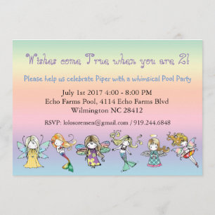 Invitation Fête de poule Whimsical Fairy Mermaid Angel Invita