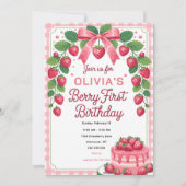 Invitation Fête de premier anniversaire Berry Cute (Devant)