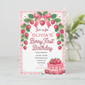 Invitation Fête de premier anniversaire Berry Cute (Debout devant)