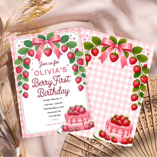 Invitation Fête de premier anniversaire Berry Cute