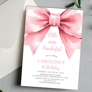 Invitation Fête de premier anniversaire de bébé fille avec un