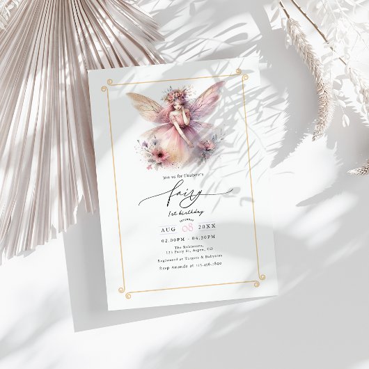 Invitation Fête de premier anniversaire de fée