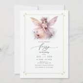 Invitation Fête de premier anniversaire de fée (Devant)