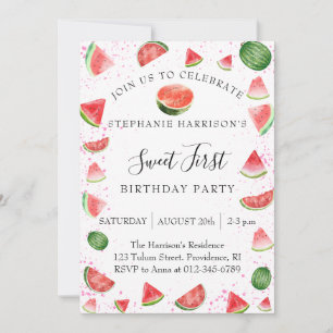Invitation Fête de premier anniversaire de fille douce avec p