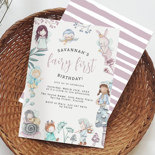 Invitation Fête de premier anniversaire de la douce fée