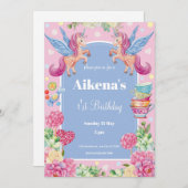 Invitation Fête de premier anniversaire de la licorne magique (Devant / Derrière)