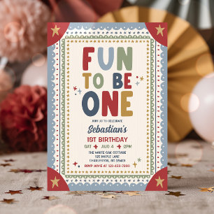 Invitation Fête de premier anniversaire fantaisiste pour garç