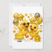 Invitation Fête de premier anniversaire jaune de luxe (Dos)
