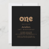 Invitation Fête de premier anniversaire minimal classique Or  (Devant)