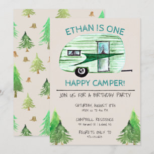 Invitation Fête de premier anniversaire One Happy Camper