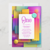 Invitation Fête de premier anniversaire pastel vibrant (Devant)