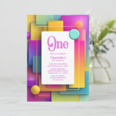 Invitation Fête de premier anniversaire pastel vibrant (Debout devant)