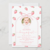 Invitation Fête de première année de la fraise, fille douce c (Devant)