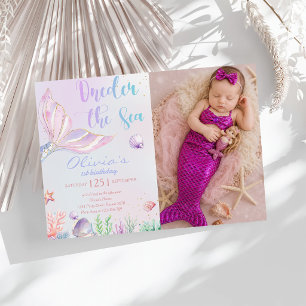 Invitation Fête de première année de sirène UNDER la mer Sirè