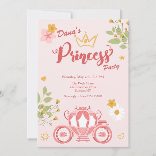 Invitation Fête de Princesse (Devant)
