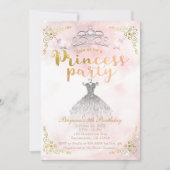 Invitation FÊTE DE PRINCESSE Fête d'anniversaire rose paillet (Devant)