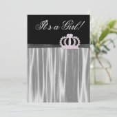 Invitation Fête de princesse pour bébé fille en rose et noir (Debout devant)