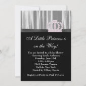 Invitation Fête de princesse pour bébé fille en rose et noir (Dos)