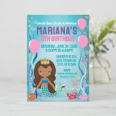 Invitation Fête de princesse sirène (cheveux noirs) (Debout devant)