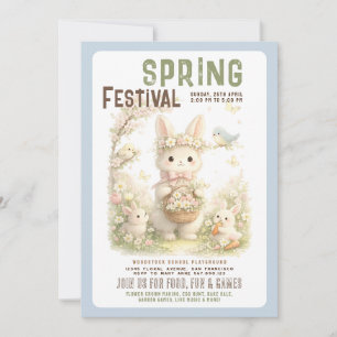 Invitation Fête de printemps Lapin mignon Floral Pâques