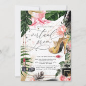 Invitation Fête de Promo Virtuelle | Feuillage d'Été Glamour (Devant)