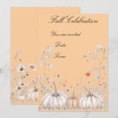 Invitation Fête de pumpkin pour Thanksgiving (Devant / Derrière)