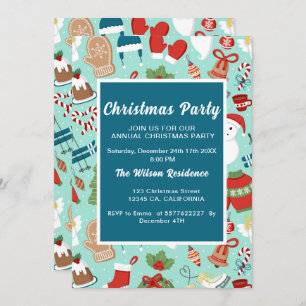 Invitation Fête de pyjama de Noël amusant enfants illustratio