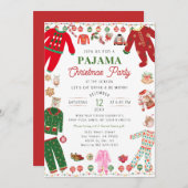 Invitation Fête de pyjama de Noël aquarelle moderne (Devant / Derrière)