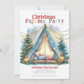 Invitation Fête de Pyjama de Noël Lumières de la tente Aquare (Devant)