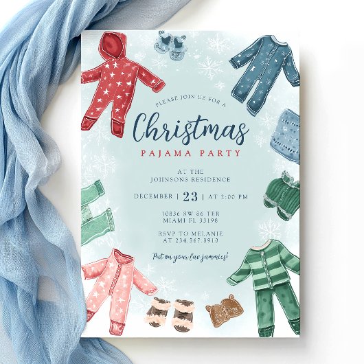 Invitation Fête de Pyjama de Noël Mignonne
