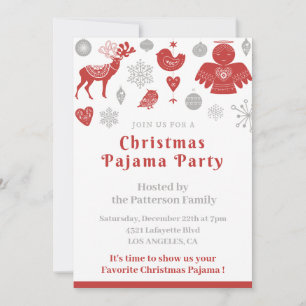 Invitation Fête de pyjama de Noël nordique hivernal mignon