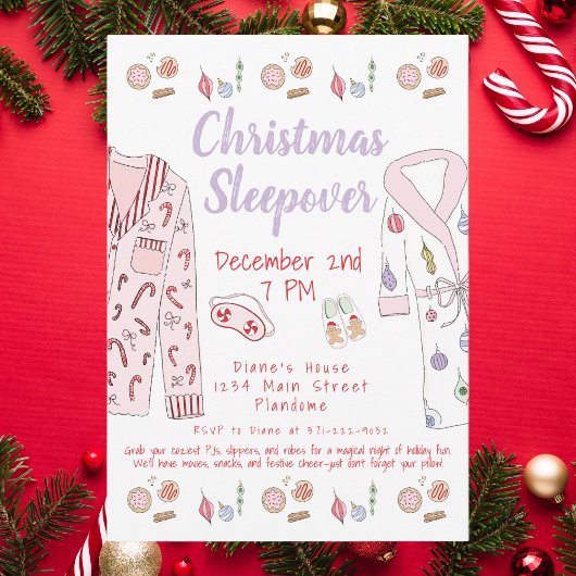 Invitation Fête de pyjama de Noël Soirée pyjama