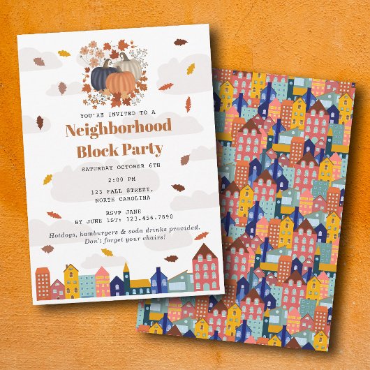 Invitation Fête de quartier d'automne Pumpkins