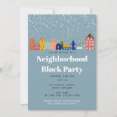 Invitation Fête de quartier de bloc de neige d'hiver (Devant)