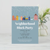 Invitation Fête de quartier de bloc de neige d'hiver (Debout devant)