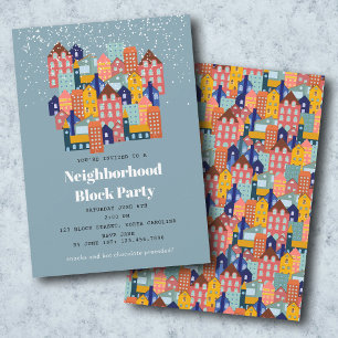 Invitation Fête de quartier de bloc de neige d'hiver