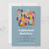 Invitation Fête de quartier de bloc de neige d'hiver (Devant)