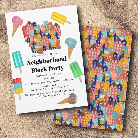 Invitation Fête de quartier d'été BBQ Block Party