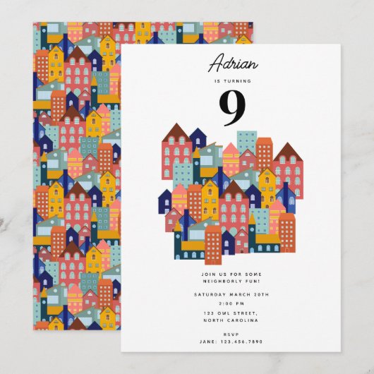 Invitation Fête de quartier Enfants Anniversaire (Devant / Derrière)