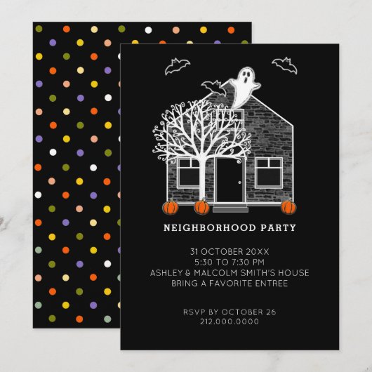 Invitation Fête de quartier Halloween (Devant / Derrière)