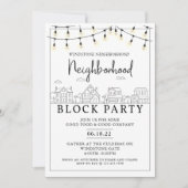Invitation Fête de quartier | Noir Blanc | BBQ (Devant)