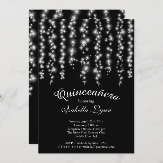 Invitation Fête de Quinceañera (Devant / Derrière)