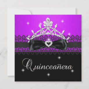 Invitation Fête de Quinceanera 15 ans Anniversaire Violet Bro