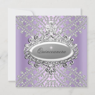 Invitation Fête de Quinceanera 15 ans Lilac Violet Blanc Diam