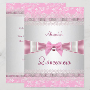 Invitation Fête de Quinceañera 15e Anniversaire Fleurs Roses 
