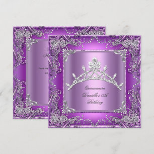Invitation Fête de Quinceanera 15e Anniversaire Violet