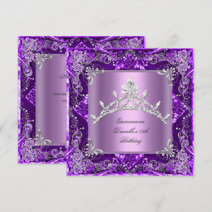 Invitation Fête de Quinceanera 15e Anniversaire Violet Lilas