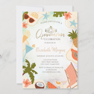 Invitation Fête de Quinceañera au bord de la piscine en été